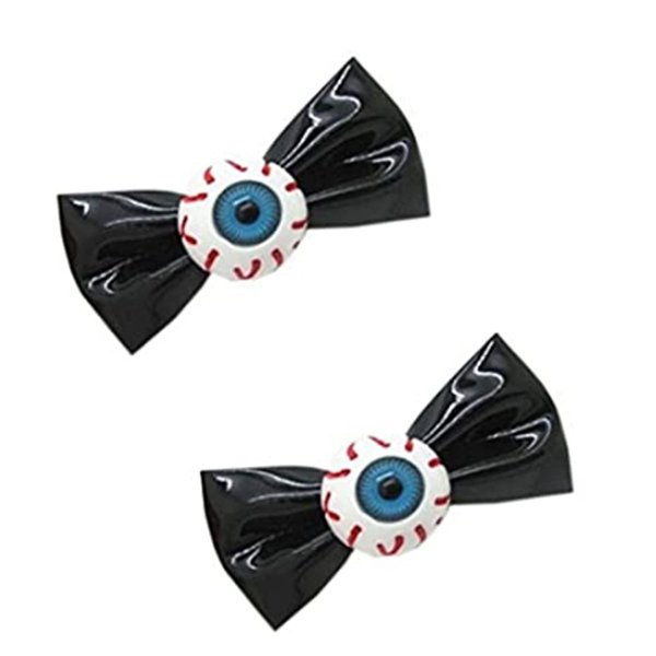 A Pair of Eyeball Hair Clip, Eye Ball Bowknot Hair Barrettes, Eyeball Hair Bow, Bow Eyeball Eyeball Hairpin, Black, Suitable for Halloween Party.
