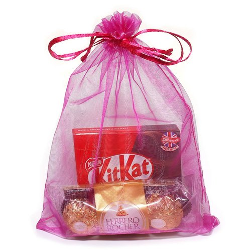 SUNGULF 100pcs Organza Pouch Bag Drawstring 6"x9" 16x22cm Strong Gift Candy Bag Jewelry Party Wedding Favor (Hot Pink)