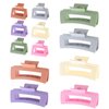 Alemaky 12 Pack Square Colorful Hair Clips, Big and Small Neutral Rectangle Claw Clips, Non-slip Matte Hair Clips for Women,Strong Hold jaw clip for Thick Thin Hair Silver Brown White Pink