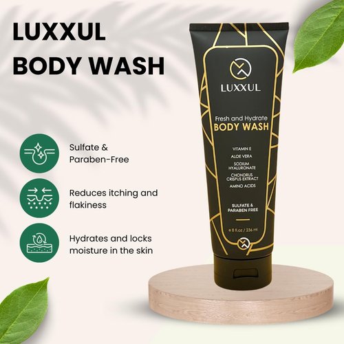 LUXXUL Cooling Body Wash Fresh and Hydrate - Reduces Itching, Hydrates, Sulfate-Free
