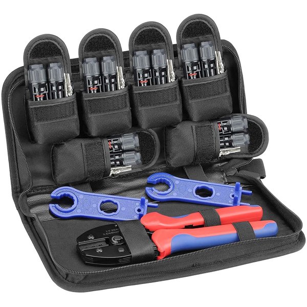 BougeRV Solar Crimper Tool Kit - Crimper, 6 Pairs Connectors, Spanner Wrench for Solar Panel Cable Assembly and Installation