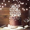 Personalized Wedding Cake Topper - Wedding Cake Decoration, Elegant Customized Mr Mrs Wedding Cake Topper, Last Name & Date w/Heart - Wood Colors