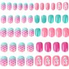 JANYUN 48 Pcs False Nail Stick on Nails Kids Full Cover Short False Nail Children Nails Gift for Kids Little Girls Nail Art Decoration