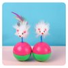 JLEivvi 2 PCS Cat Mouse Toy Furry Tumbler Mouse Cat Toy Interactive Cat Stick Interactive Cat Mice Toys Interactive Cat Toy with Sound for Wee Kitten Hunting Exercising Eliminating Boredom for cat