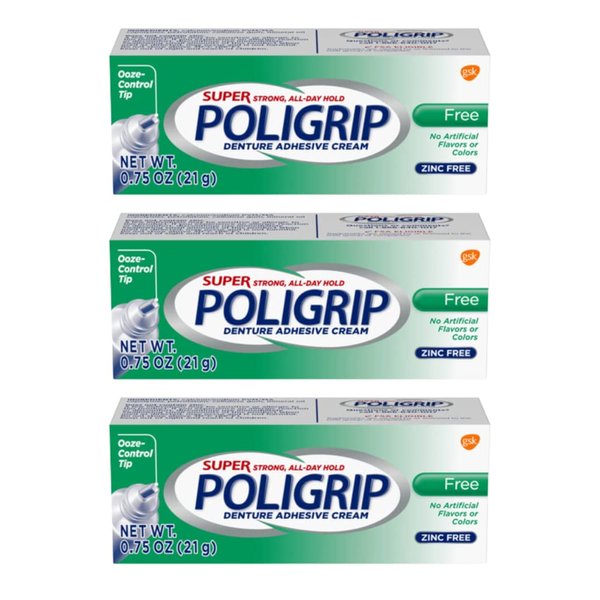 Super PoliGrip Denture Adhesive Cream 0.75 oz (3 Pack)