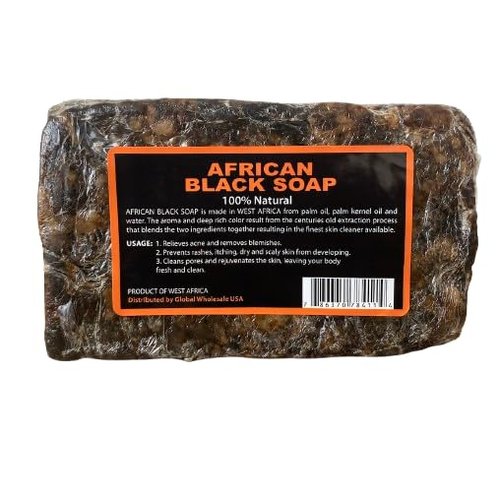 100% Natural African Black Soap Bar For All Skin Types | Face, Body, Hair for Troubled Skin Cleanser Made With Palm Oil, Palm Kernel Oil And Water (1 Pack)