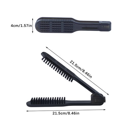 2 Pcs Clamp Hair Brush, Anti-static Double Brushes Comb with Boar Bristle, Hair Straightener Brushes Hair Splint Comb for Wet/Dry/Fine/Home/Barber Shop
