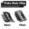 AKOAK 20 Pcs Fake Hair Clip, Soft Rubber 6-Tooth U-shaped Metal Clip, Wig Accessory Clip for Hair Extension DIY, 3.2 cm (Black)
