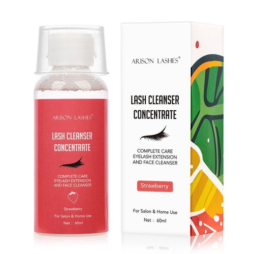 Eyelash Cleanser Concentrate 60ml Professional Lash Extensions Shampoo Natural Foaming Cleanser for Extensions Lashes with Salon Home Care-Makes 12 Bottles 60ml Eyelash Shampoo (strawberries)