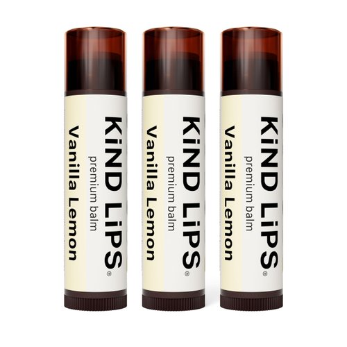 Kind Lips Lip Balm - Nourishing & Moisturizing Lip Care for Dry Lips Made from Shea Butter, Beeswax with Vitamin E | Vanilla Lemon Flavor | 0.15 Ounce (Pack of 3)