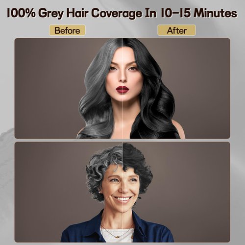 COSMTEK Black Hair Dye Shampoo 3 in 1 for Gray Hair, Hair Color shampoo for Women, Natural Shampoo Hair Dye-100% Grey Hair Coverage/Herbal Ingredients-17.6 OZ