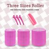AOYUNHUI Hair Curlers Rollers 18Pcs,Self Grip Hair Roller 3 Sizes in 1 Set with Hair Roller Clips,Comb and Cosmetic Bag-Rose Red