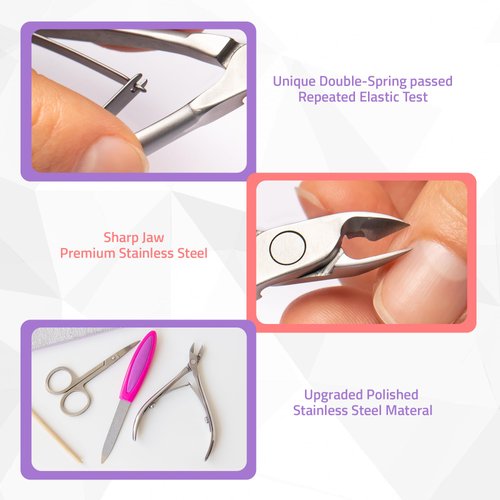 Utopia Care Cuticle Trimmer with Cuticle Pusher, Nail Cuticle Trimmer Set, Manicure Kit, Pedicure Kit, Sharp Cuticle Nippers Professional, Cuticle Pusher Tool, Cuticle Remover Tool Kit (Silver)