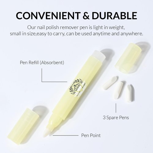 Ownest 4 Pcs Nail Polish Corrector Remover Pen, Nail Edge Cleaning Pen, Makeup Remover Manicure Pen with Cotton Tip, Nail Correction Pen Can Hold Makeup Remover