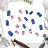 24 Pcs Patriotic Press on Nails Set 4th of July False Nails Red White Blue Striped with Stars and Hearts Design Glossy Short Square Fake Nails for Independence Day
