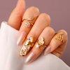 Rumtock CZ Crystal Beads Butterfly Fingernail Opening Ring Nail Decoration for Women Girls Little Finger Nail Art