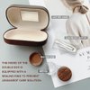 Caruncoo CARUNCOO Wood Grain Contact Lens Case Compact Eye Contact Case for Travelling Portable Contact Box with Mirror Rectangle，Cute Colorful Especially Fresh Brown 4 Piece Set