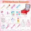 Doctor Kit for Toddlers 3-5, 37 Pcs Kids Doctors Play Set with 2 Costumes & Real Stethoscope, Doctor Toy Pretend Play Medical Set for Boys Girls, Christmas Birthday Gifts Kids Toys for Ages 2-4 6-8