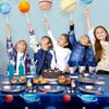 DECORLIFE Space Themed Party Supplies Serve 24, Outer Space Party Decorations for Boys, Planet Plates Napkins Forks for Space Solar System Birthday, Total 96 PCS