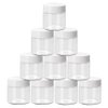 30g 30ml/1oz Refillable Black and White Plastic Screw Cap Lid with Clear Base Empty Cosmetic Jars for Nail Powder Bottles Eye Shadow Container Lot Powder Storage Container (Pack of 10) (White Lid)
