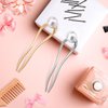 2pcs French Pearl Hair Pin, 11x2.7cm/4.33x1.06inch Metal French U Hair Pins French Twist Hair Pin Hair Sticks Gold Silver Hair Clip Hair Accessories for Women (Type1)