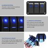 Toggle Switch Panel 3 Gang Aluminum Switch, 12V/24V Rocker Switch Panel, Waterproof On-Off Car Boat Switch, Blue LED Switch Panel for Marine Boat Automotive Car RV Truck Vehicles