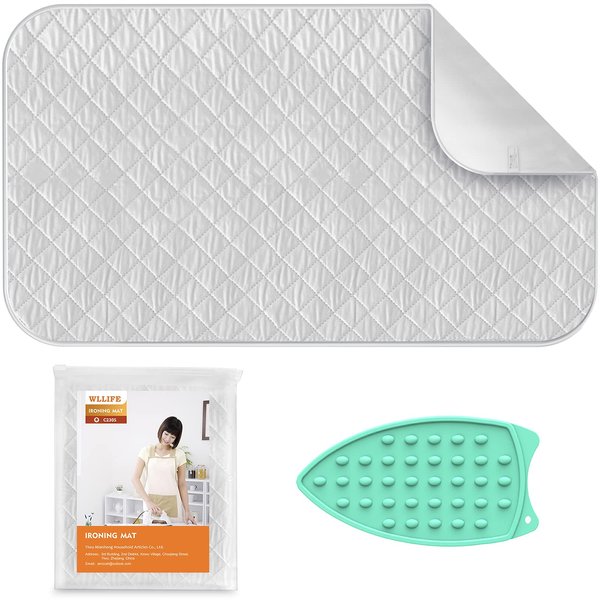 Ironing Mat,Portable Travel Ironing Blanket,WL-YBOPRO Thickened Heat Resistant Ironing Pad Cover for Washer, Dryer, Table Top, Countertop, Small Ironing Board, Gift Silicone Iron Rest Pad (19×33 inch)