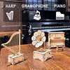 CYAZOO 3in1 3D Wooden Puzzle for Adults Music Box Set-Kids DIY Musical Instrument Model Assembly Puzzles Hands Craft Building Kits Home Decoration (3PCS: Gramophone+Piano+Harp)
