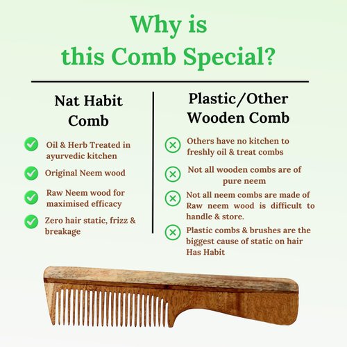 THE Unltd India Handmade Neem wooden Comb For Detangling Long, Thick and Wavy Hair, Wide Tooth Structure for Gentle Grooming Anti Static, Hair Comb for Men, Women and Kids (Fine Teeth)