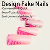 Tyuimhx 24Pcs Duck Nails Press on Pink Wide French Tip Fake Nails With Rhinestones Designs Full Cover Duck Feet Nail Tip Acrylic Duck False Nails Stick on Nails for Women Girls