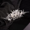 Teyglen Women Dainty Silver Crystal Flower Pearls Hair Comb Rhinestone Wedding Hair Comb Headband Hair Pieces Bridal Rhinestone Headpieces for Women Bride (Silver)