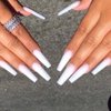 Outyua Matte White Press on Nails Coffin Long Fake Nails Solid Acrylic False Nails with Designs Cute Full Cover Nails 24Pcs (White)