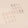 Almond Press on Nails White French Tip Fake Nails Medium Cute Clown Gel Nails Designs with Round Dot Stars Nails Stick on Nails Halloween Glue on Nails Glossy Acrylic Nails False Nails for Women 24Pcs