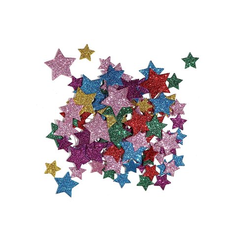 300 Pieces Glitter Heart Stickers Foam Stickers Colorful Self Adhesive Foam Heart Stickers Mini Star Stickers Arts Craft Supplies Greeting Cards Home Decoration Stars&Heart Shapes-270 Star