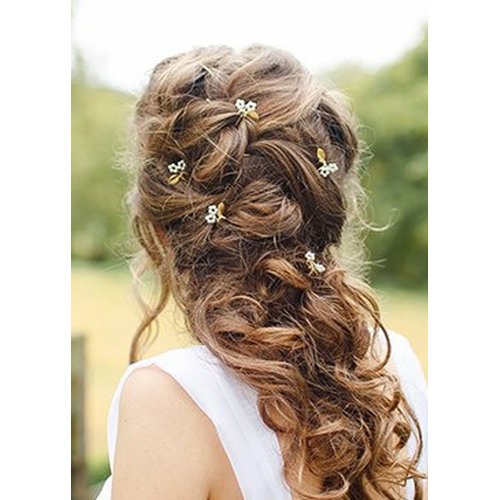 FXmimior Bridal Leaf Hair Pins Women Vintage Headpiece Wedding Party Hair Pins Crystal Hair Accessories (Set of 5)