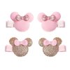 2 Pairs Mouse Ears Hair Clips Baby Girls Mini Hair Accessories Glitter Mouse Bow Barrettes Kids Cosplay Birthday Party Decorations 2 Left & 2 Right Clips