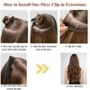 Seamless Clip in Hair Extensions Real Human Hair, 22 Inch 100G Ombre Natural Black to Brown Human Hair Clip ins Extensions One Piece V Shaped Clip in Human Hair Extensions Clip ins for Black Women