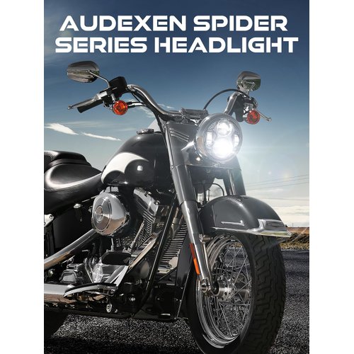 5.75 Inch Round Led Headlight 51W 5-3/4" Headlight Compatible with Harley Dyna Sportster Iron 883 Street Rod Street Bob Softail Deuce Custom Super Wide Glide Motorcycle, Black