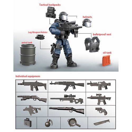 YEIBOBO ! Special Forces Mini Military Action Figure with Weapons and Accessories (Lightning SWAT Team XJ-9902)…
