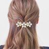 inSowni 4 Pieces Decorative Glitter Opal Rhinestone Pearl Gems Flower Bow French Barrettes Snap Hair Clips Gold Metal Automatic Spring Clips Hairpins Headpieces for Women Girls