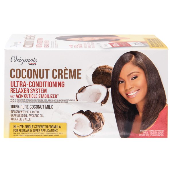 Africa's Best Originals Coconut Crème Ultra-Conditioning Hair Relaxer System, Infused with Flaxseed, Grapeseed Oil, Avocado Oil, Argan Oil and Aloe