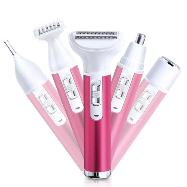 Electric Razor for Women Removal for Body Nose Hair Trimmer Face Shavers Eyebrow Legs Armpit Bikini Area Pubic Underarms Painless Rechargeable Portable 5 in 1 Womens Razors Set