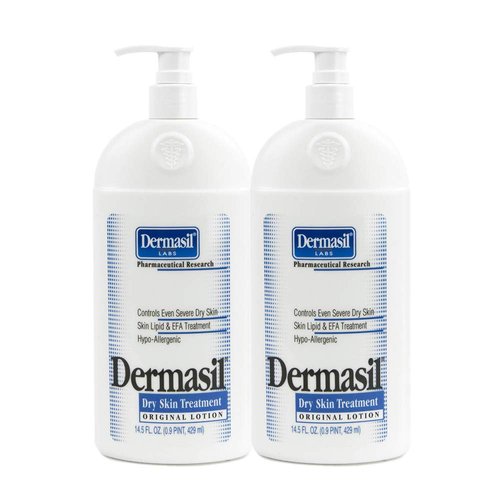 Dry Skin Body Moisturizing Lotion | Full Body Lotion & Face Protection for Soothing & Softens | Dermasil Labs Dermatologists Recommended Treatment Pump Cap Bottle (Dry Skin 14.5 OZ - Pack of 2)
