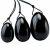 TUMBEELLUWA Yoni Egg Healing Crystal 3 PCS Drilled Massage Stones for Women to Train Pelvic Muscles Kegel Exercise, Obsidian