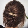 Yheakne Boho Leaf Hair Comb Gold Wedding Comb Metal Bridal Headpieces Bride Side Comb Branch Leaf Hair Piece Wedding Headpieces Bride Hair Accessories for Bride and and Bridesmaids (Gold A)