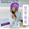 Bonnet Hair Dryer Attachment - Bonnet Hood Dryer with Headband that Reduces Heat Around Ears and Neck, Use for Hair Styling, Hair Drying, Curling and Deep Conditioning (Purple)