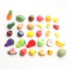 Fruits Mini Resin Figures 30 PCS Pineapple Lemon Strawberry Peach Resin Little Small Figures Garden Play Kitchen Game Party Accessories Dollhouse Decor