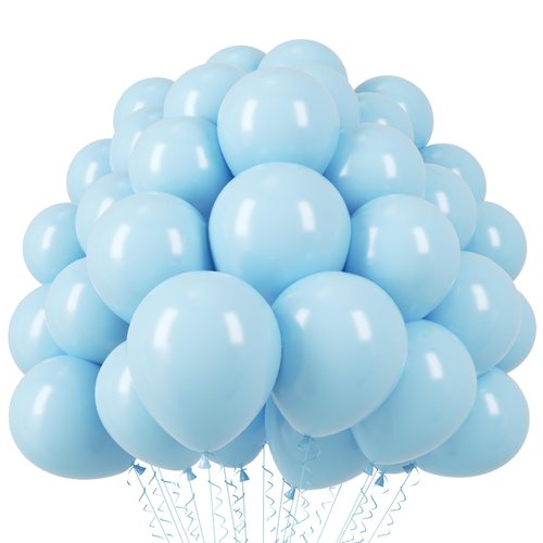 Voircoloria 110pcs Light Blue Balloons 12inch Baby Blue Latex Party Balloons for Boys Girls Birthday Party, Baby Shower, Wedding, Gender Reveal, Baby Shower, Anniversary Party Decorations