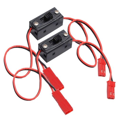 ShareGoo 2 Pack On/Off Power Switch Battery Receiver JST Connector Compatible with HSP RC 1/10 1/8 Car Crawler Buggy Multicopter Airplane -Red