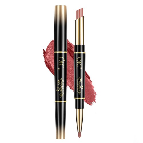 KUNSHNBEI Bean Pink Lip Liner and Lipstick for Women, Long Lasting color 2 in 1 Lipstick with Lip Liner Pencil Combo, Lipliner Pencil, Waterproof 24 Hour lipstick with lip liner